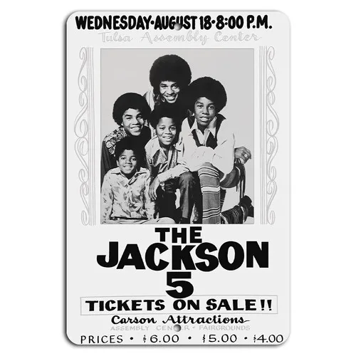 The Jackson 5 Tulsa Assembly Center Concert Poster Vintage Music Metal Sign  -aluminum