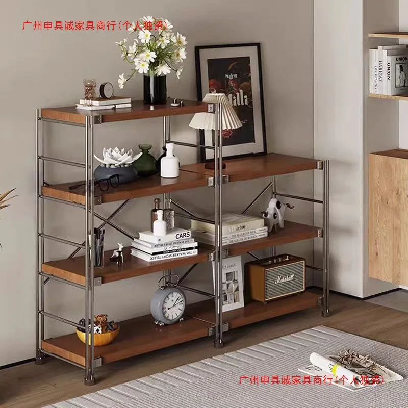 AOLIVIYA Floor Multi-Layer Trolley Shelf Kitchen Household Storage Rack For Balcony Book Steel Wood Medieval Stand Unit Cart