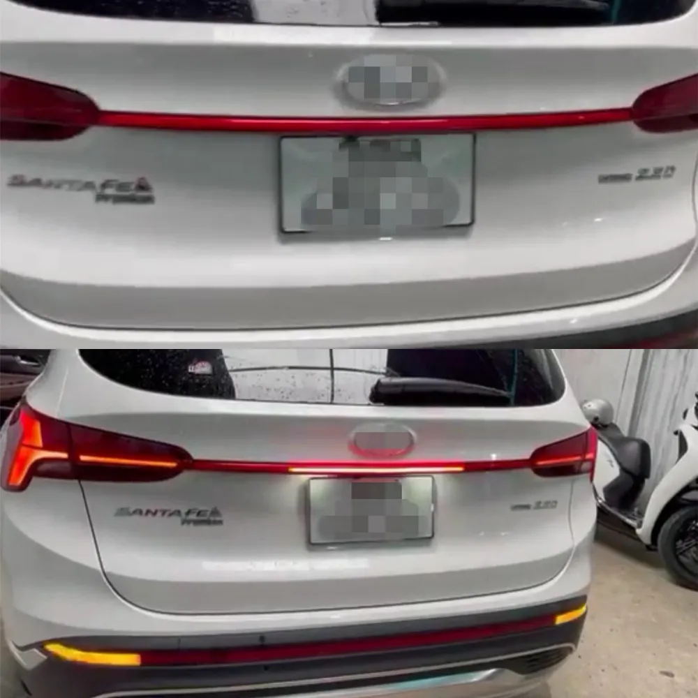 حافظة المصابيح الخلفية الممتدة LED لسيارة Hyundai Santa Fe 2021+، Start Scanning، Night DRL، ضوء الفرامل 100%، إشارات الانعطاف الغاسل