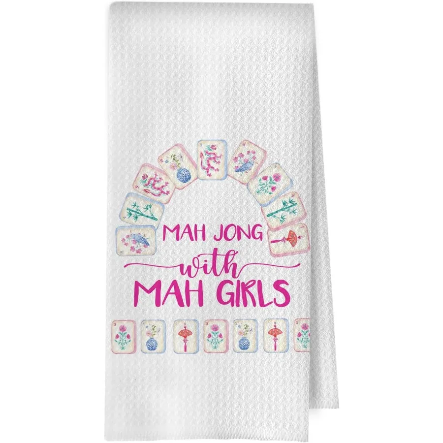 

Подарки для маджонга, кухонные полотенца, розовые декоративные вафельные полотенца, аксессуары для маджонга и подарки, чайное полотенце для рук 16 × 24