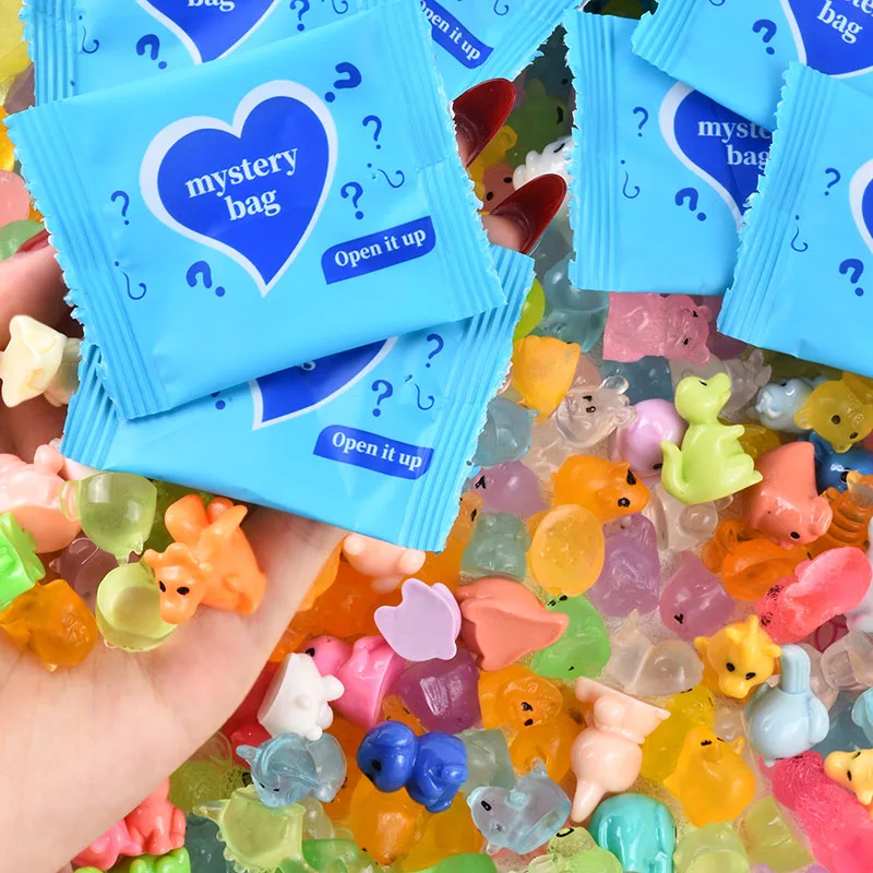 50 قطعة أكياس مفاجأة أعمى توهج في الظلام صغيرة الراتنج الحيوانات أكياس أعمى الجنية حديقة ديكور المشهد الصغير هدايا عيد الميلاد