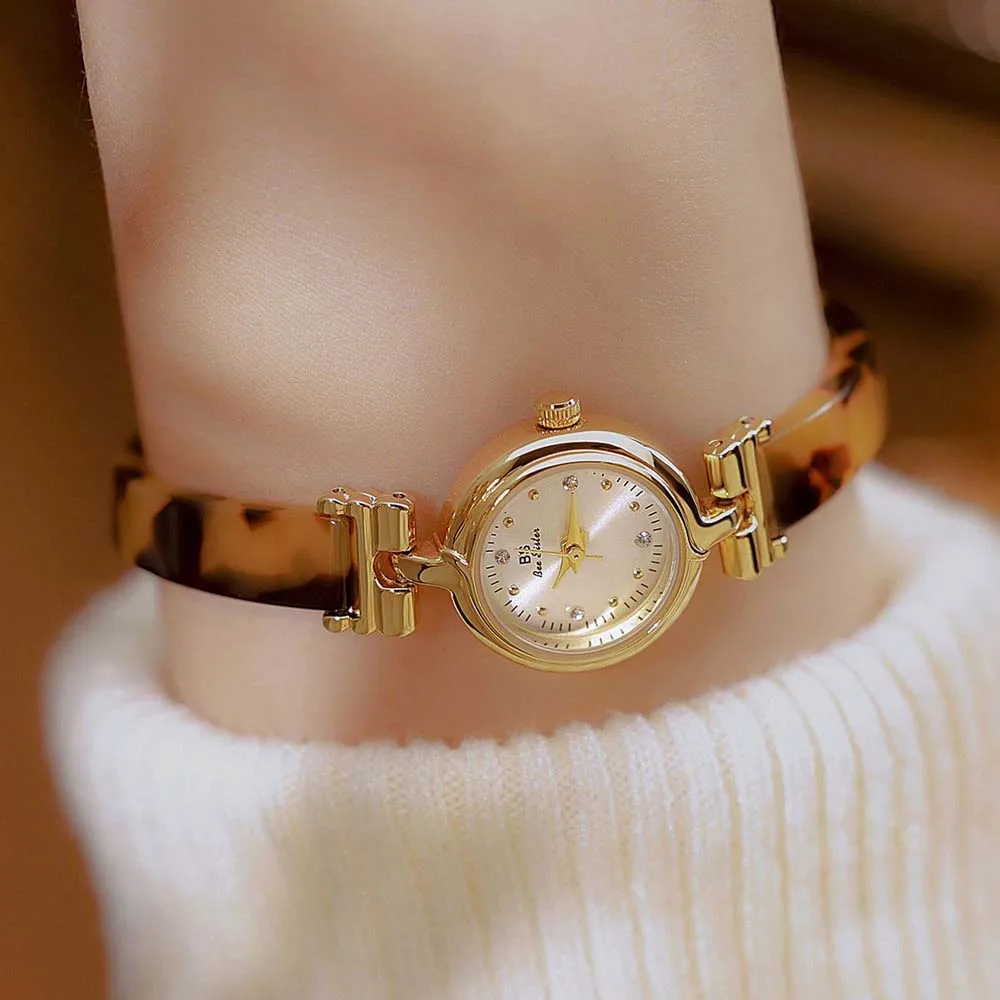 Classic Women Watch High Quality Amber Tortoiseshell Vintage Bracelet Quartz Watches Ladies Dress Gifts  Waterproof Wristwatch
