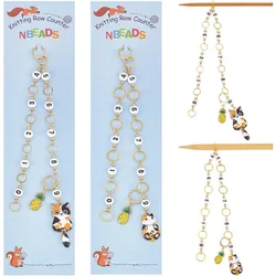1Set 2 Pcs Enamel Cat Knitting Row Counter Chains Number Beads Row Counter Chains Row Counting Accessories for Knitting Crochet