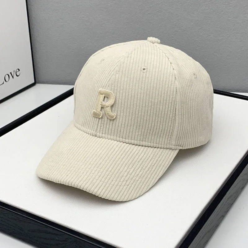 Fashion Corduroy Baseball Cap Ladies Letter R Snapback Hat Women Shopping Dress Up Adjustable Casual Caps Hip Hop Hats 2022 New