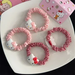 2Pcs Hello Kitty Hair Rope Cute Girl Cartoon Rubber Band Kids Girl Hair Accessories