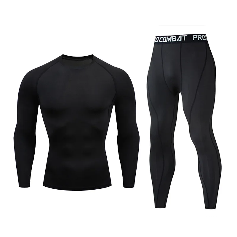 Dean M Tight Fitness Compression Set pour homme, pantalon de survêtement sportif, vêtements de sport moulants, entraînement, jogging, MMA, yoga, 2 pièces