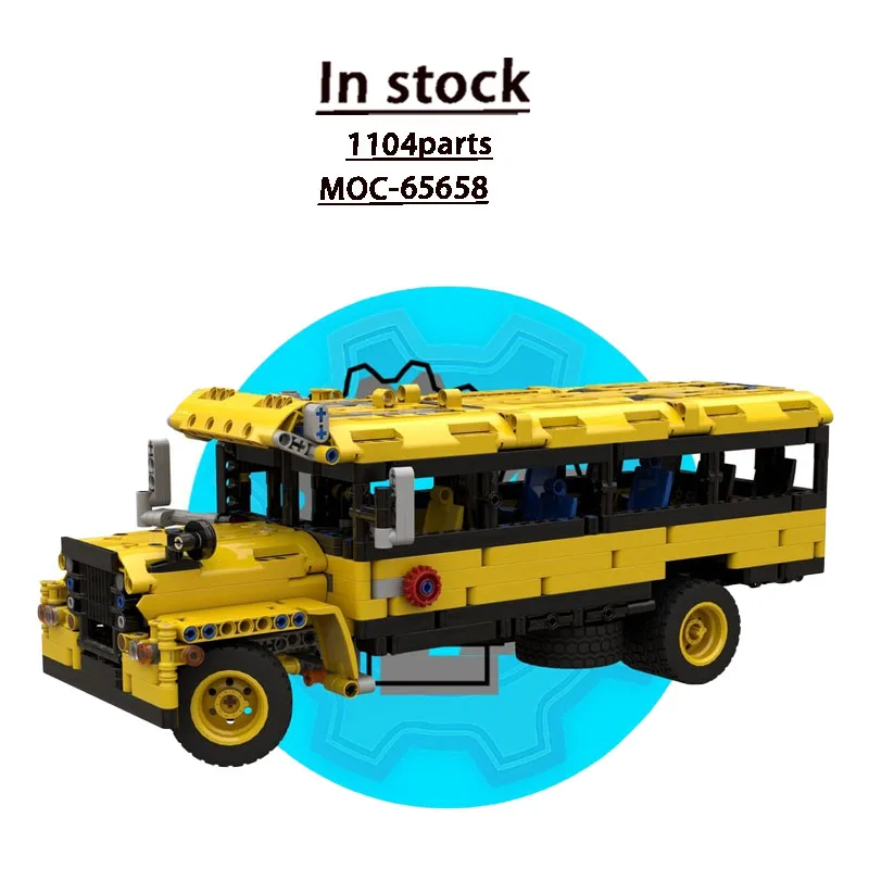 

MOC-65658 Новая модель городского школьного автобуса-конструктора, 1104 детали, подарок для мальчиков на день рождения и Рождество
