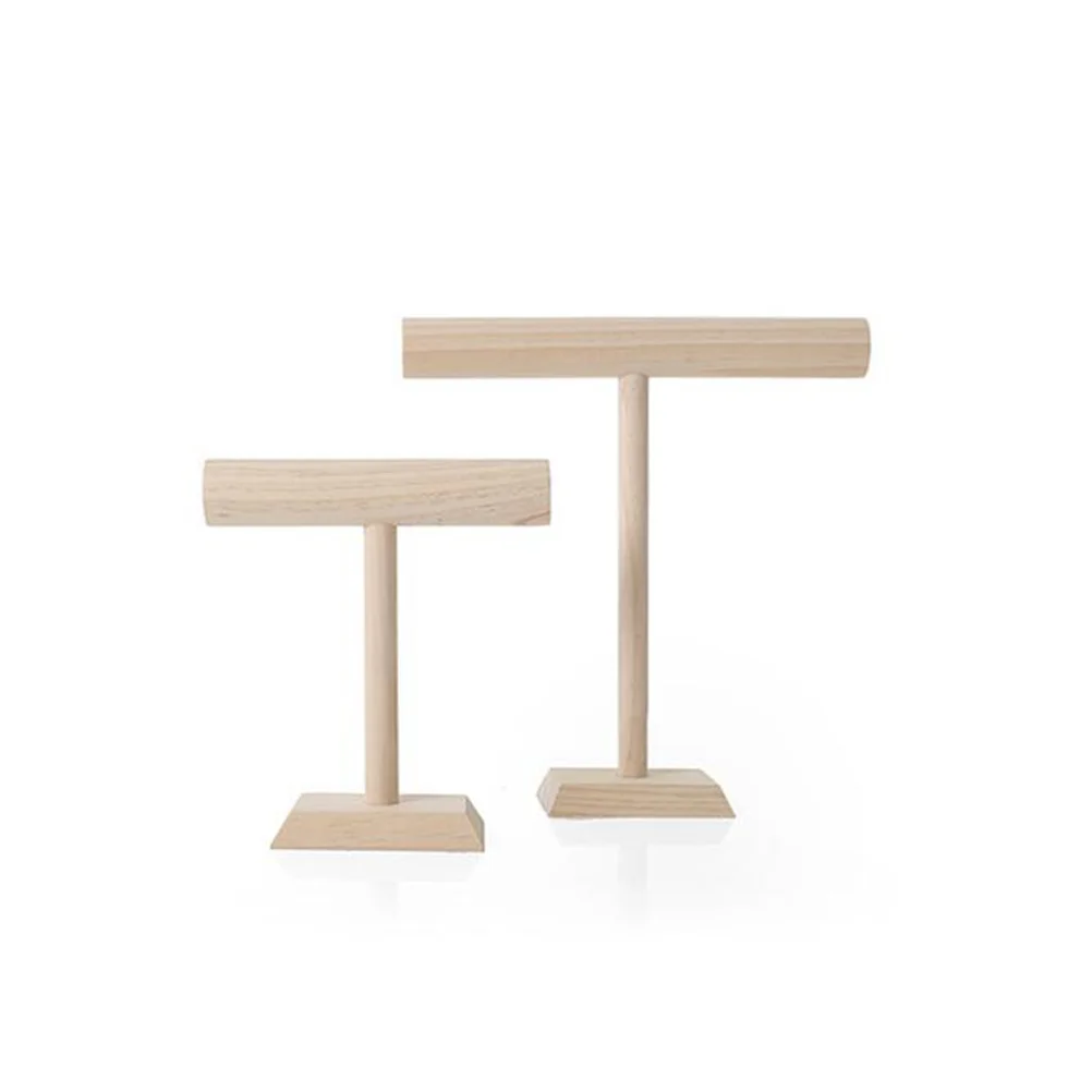 Wooden Jewelry Display Stand T-Shaped Bracelet Holder Necklace Storage Organizer Elegant Rack for Bracelets Bangles Chains