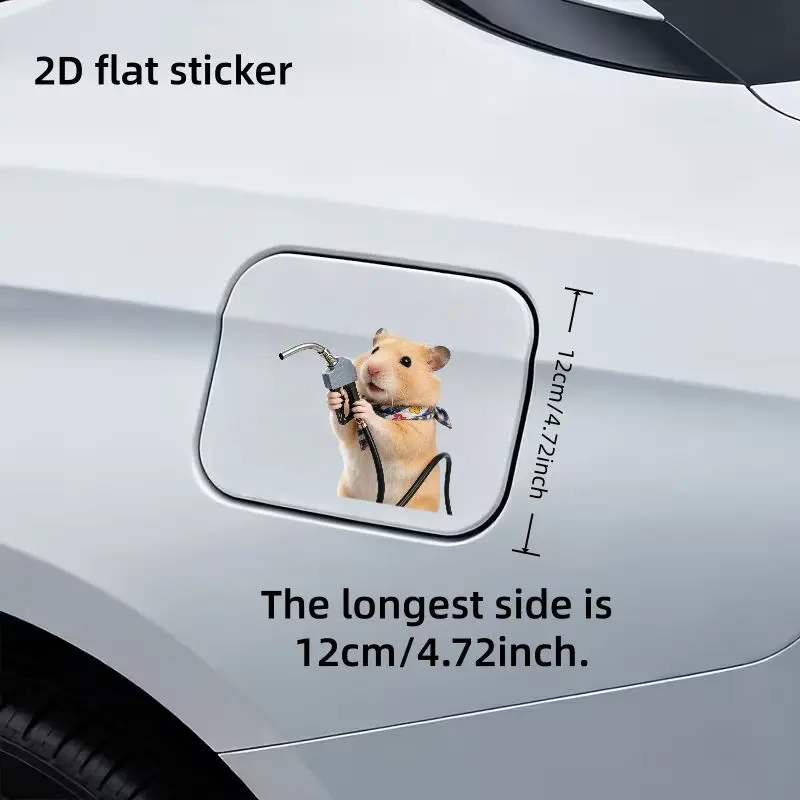 1Pc Cute Hamster Gas Nozzle Vinyl Sticker, 2D Flat Decal for Car Fuel Tank Cover, Laptop Window Wall, Holiday Gift