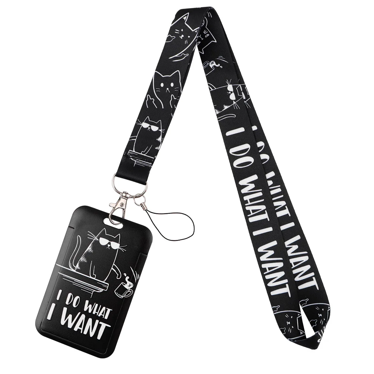 Cat Quotes Credential Holder Flowers Lanyards for Key Neck Strap For Card Badge Gym Keychain Keyring DIY Cute Accessories Gifts