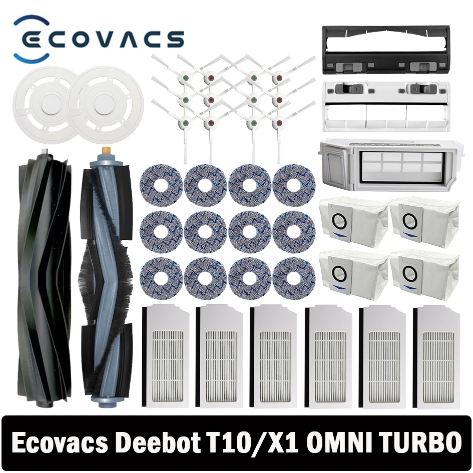 Ecovacs Deebot X1 OMNI / T10 OMNI Części zamienne do odkurzacza robota, gumowa / szczotka boczna, pokrywa, filtr Hepa, szmatka do mopa, worek na kurz