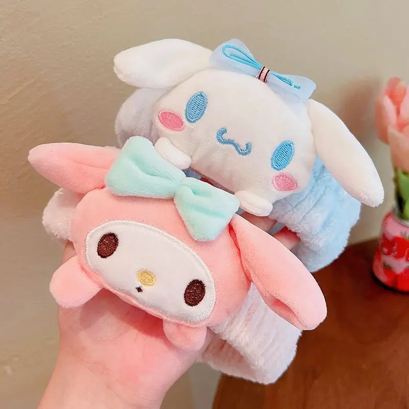 Cute Hello Kitty Sanrio Kawaii Hair Clasp Anime Figure Soft Plush Kuromi Cinnamoroll My Melody Hairpin for Girls Gift