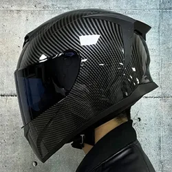 Capacete de fibra de carbono, resistente ao desgaste, capacete motociclista, respirável Motocross Kask, proteção de cabeça anti-queda, capacetes integrais