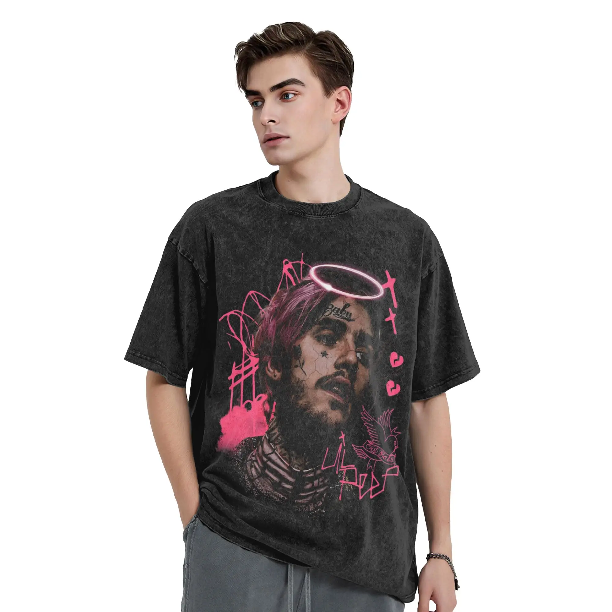 Oversized T-Shirt Summer Lil Peep Fashion T-Shirts  Pure Cotton Tee Shirt for Man Y2K Basic Short Sleeve Clothing