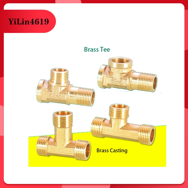 

1/2 IN extension tee copper three outer teeth extension copper tee joint 1/2 DN15 internal and external thread accessories