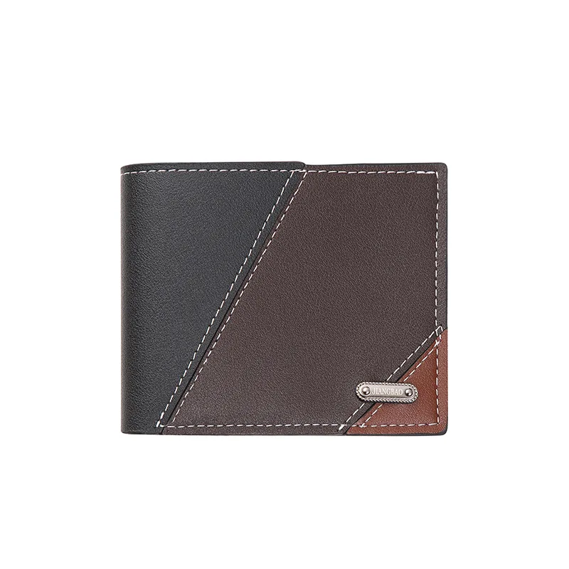 New Men\'s Short Wallet, Multi Card Fashionable and Casual Push, Thin Two Fold Splicing Soft Billfold 12*10*1.5cm