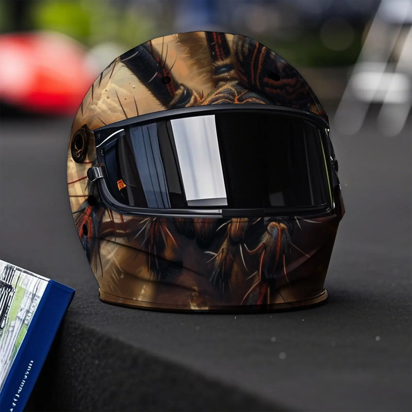 Image 7: Fantaisie horreur géant araignée toxique impression casque complet autocollant pour casque De moto course graphique décalcomanie vinyle Wrap casque De
