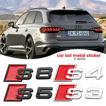 1 stks 3D Zwart/Zilver Metalen Letter Emblem S3 S4 S5 S6 S7 S8 Sticker Voor Audi S serie Auto Spatbord Kofferbak Achter Logo Styling Sticker