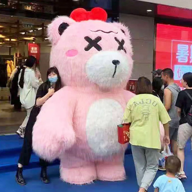 

2.6M Inflatable Pink Bear Cosplay Costume Blowing Up Costume Mascot Performance Props Full Body Costumes Farm