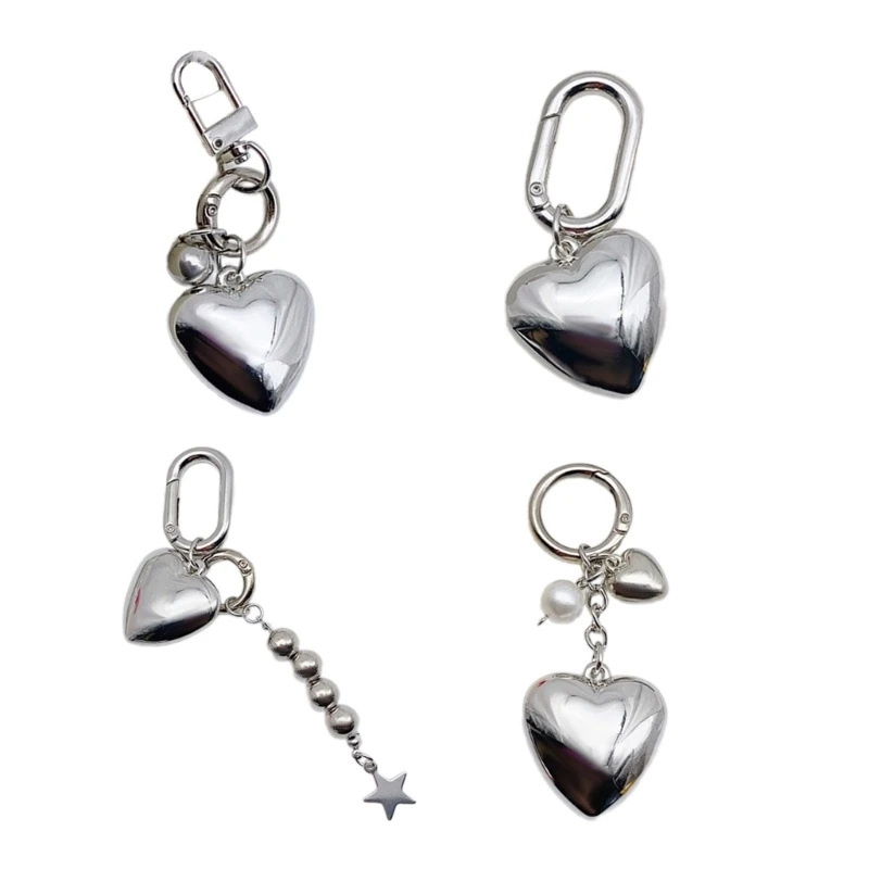 ZB91 Cute Love Heart Keyring Personalized Couple Keychain Handcrafted Keychain Unique Alloy Charm for Key and Earphone Cases