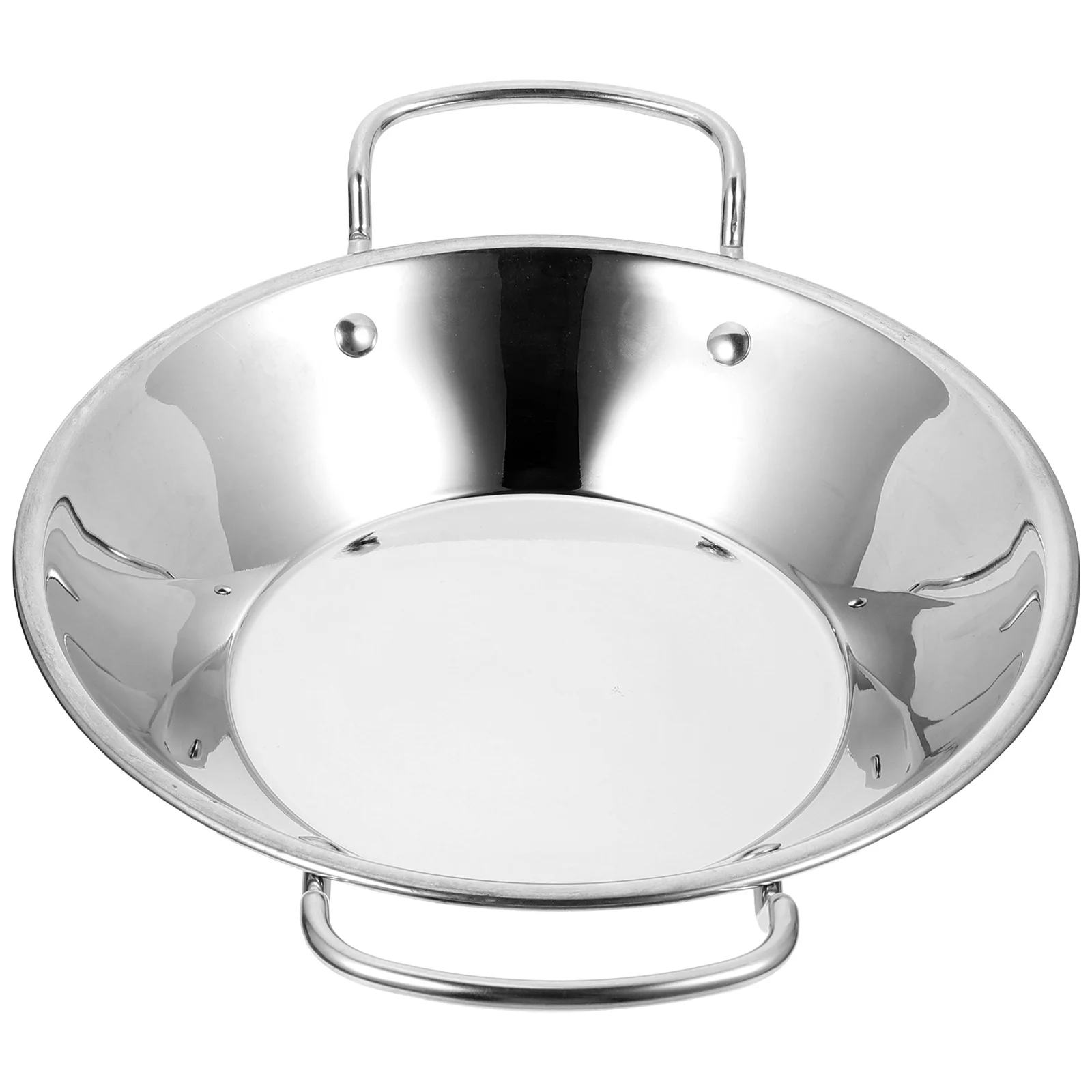

Cooking Pan Stainless Steel Flat Dry Pot Double Handles High Temperature Tolerance Kitchen Cookware Household Hot Pot