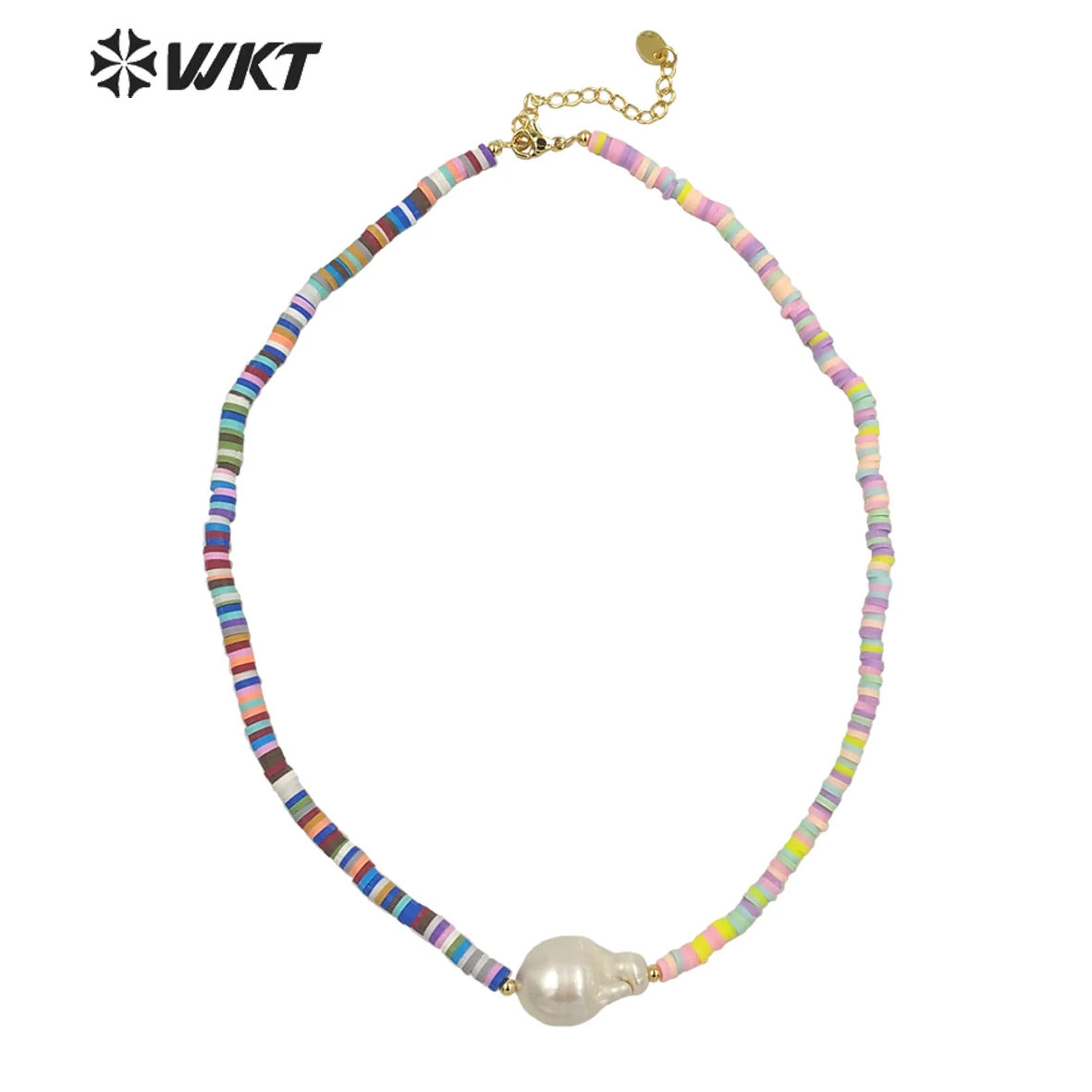 

WT-JN193 WKT New Design Boho Vintage Natural Freshwater Baroque Pearl Necklace Crazy 4mm Beads Strand Pendant Dcorated