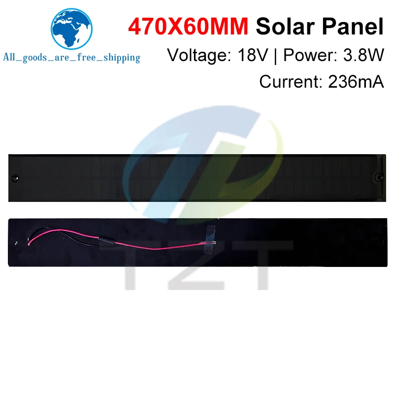 18V 3,8W 236mA Mini Solar Panel 470X60MM Solarzelle DIY Für Licht Handy Spielzeug ladegeräte Tragbare TZT Hohe Qualität