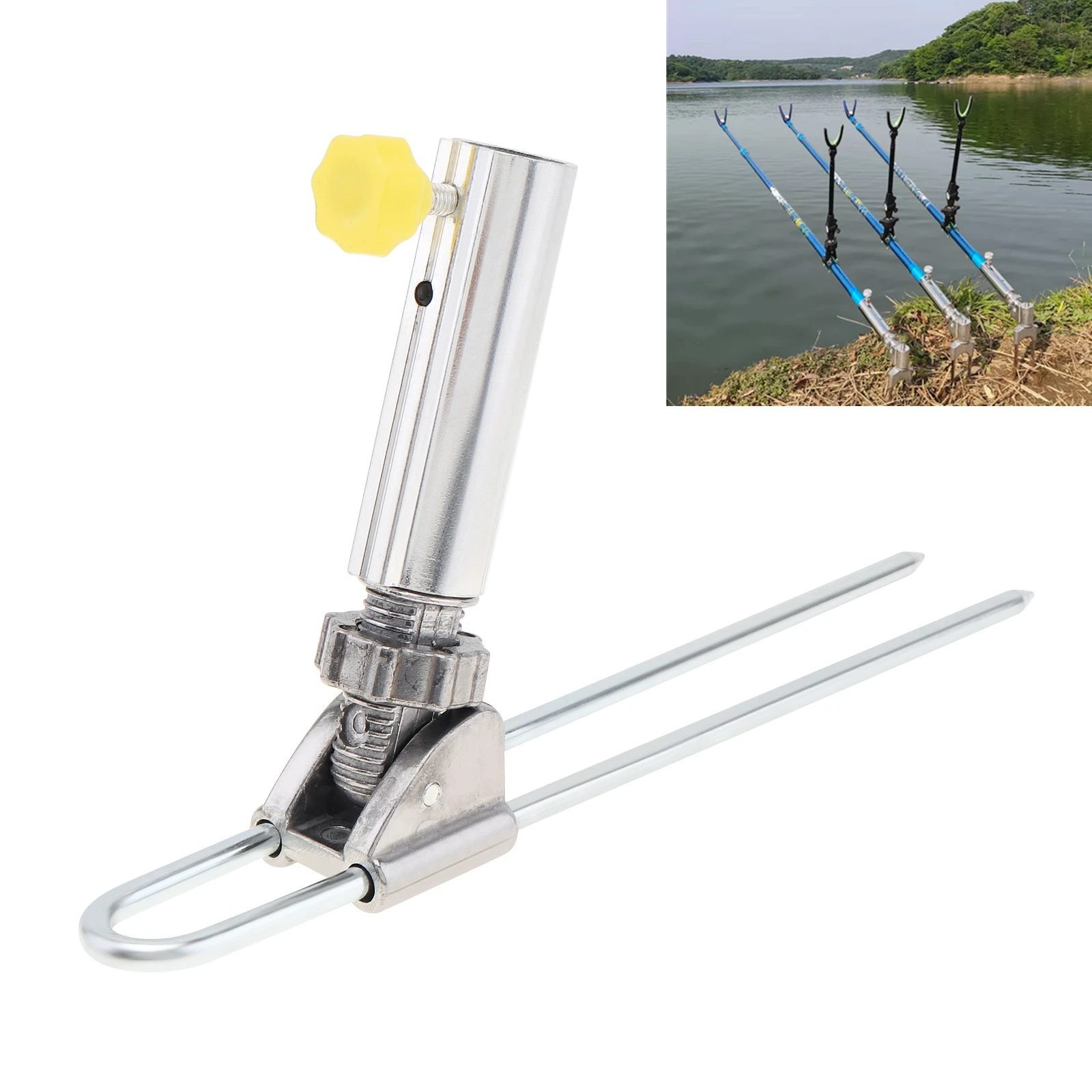 

Adjustable Durable Stainless Steel Fishing Rod Support Stand for Ground Support Bracket, Removable Fishing Pole Rack