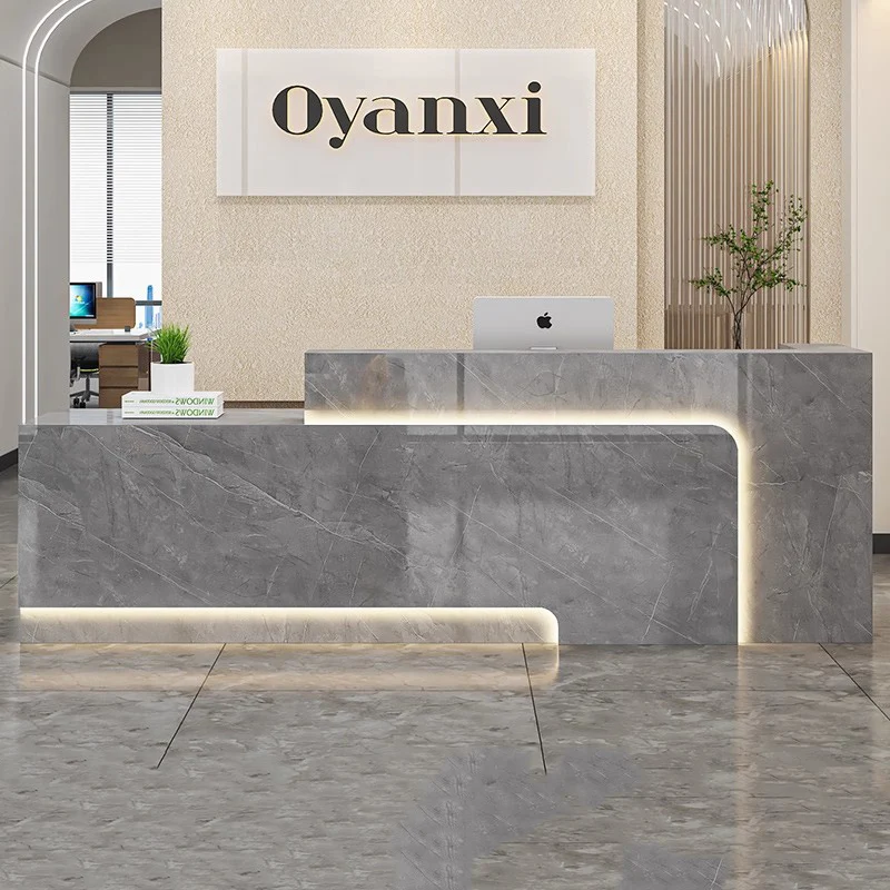 

European Aesthetic Reception Desk Counter Minimalist Decorations Modern Cashier Reception Desks Luxury Trendy Office Furniture