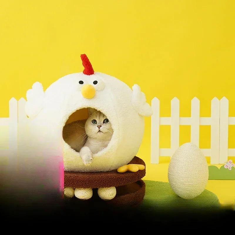 

Chick cat nest winter warm closed cat nest turntable toy
