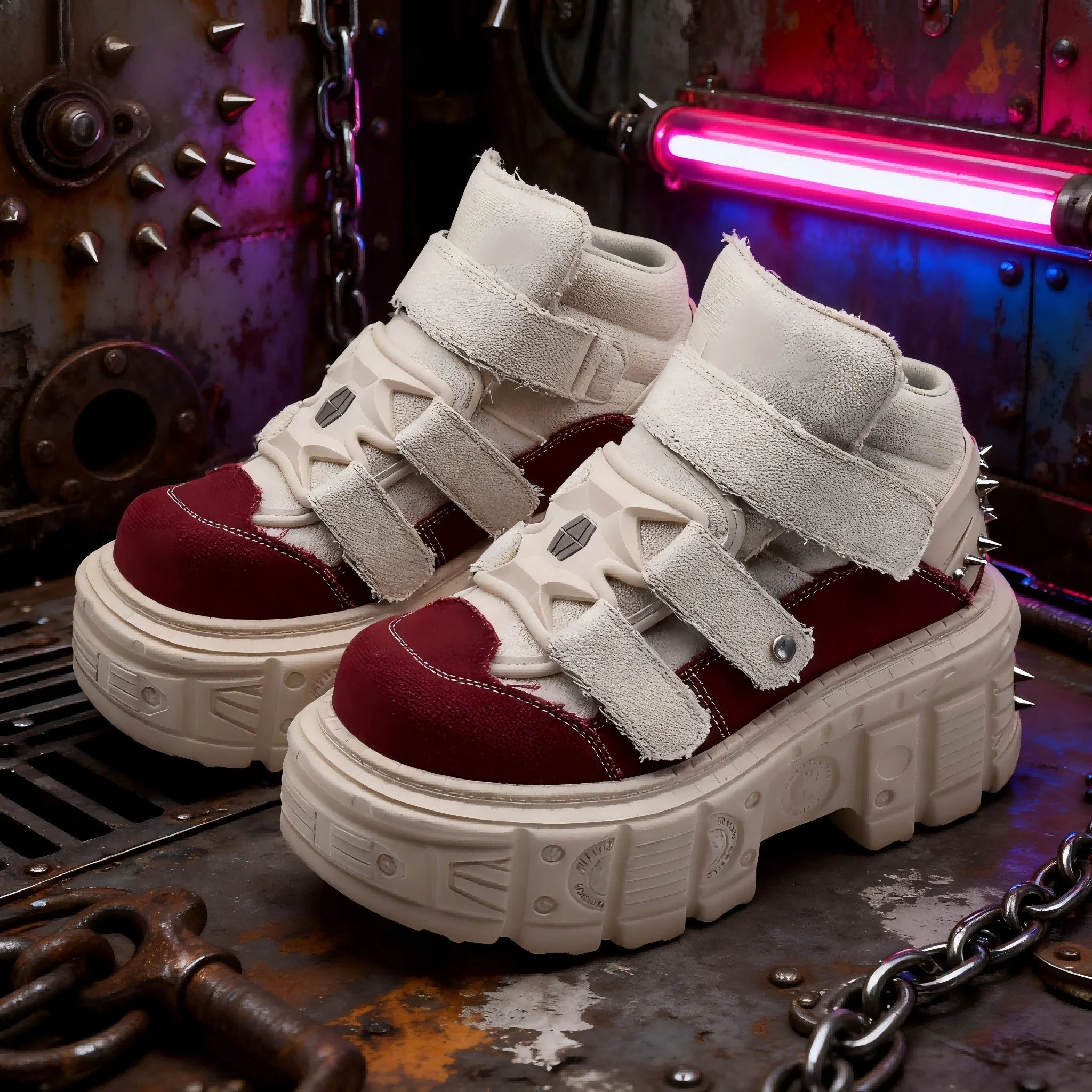 

2025 готические ботильоны в стиле рок, новая женская обувь в стиле панк, туфли на платформе со шнуровкой, высота каблука 6 см, женские кроссовки с металлическим декором