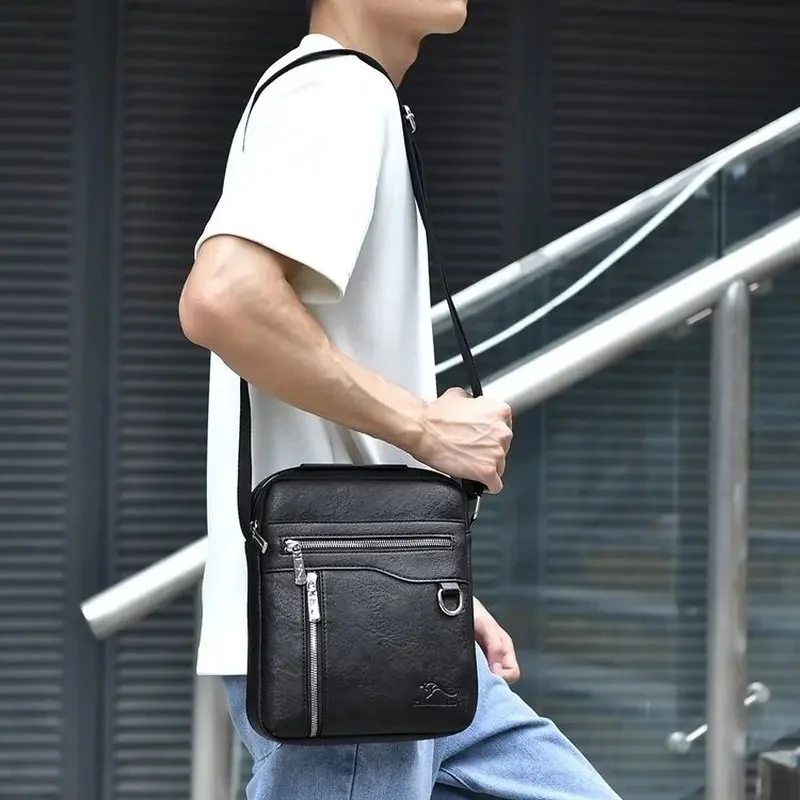 Versatile vertical Japanese and Korean simple flip phone bag, commuting PU leather crossbody bag square single-shoulder bag SAC