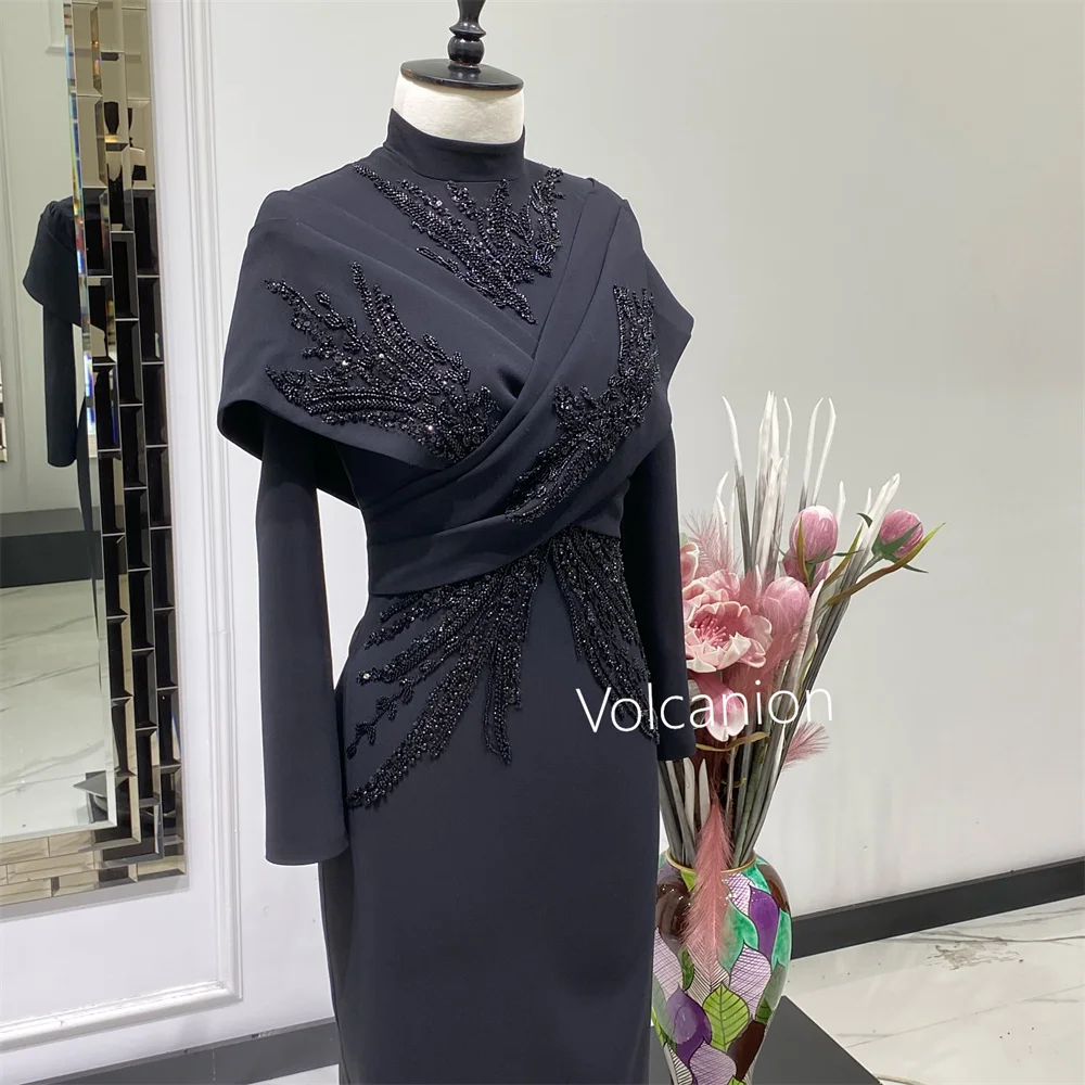 Customized Jersey Criss-Cross Rhinestone Straight High Collar Midi Dresses Bespoke Occasion Retro Chinese Style