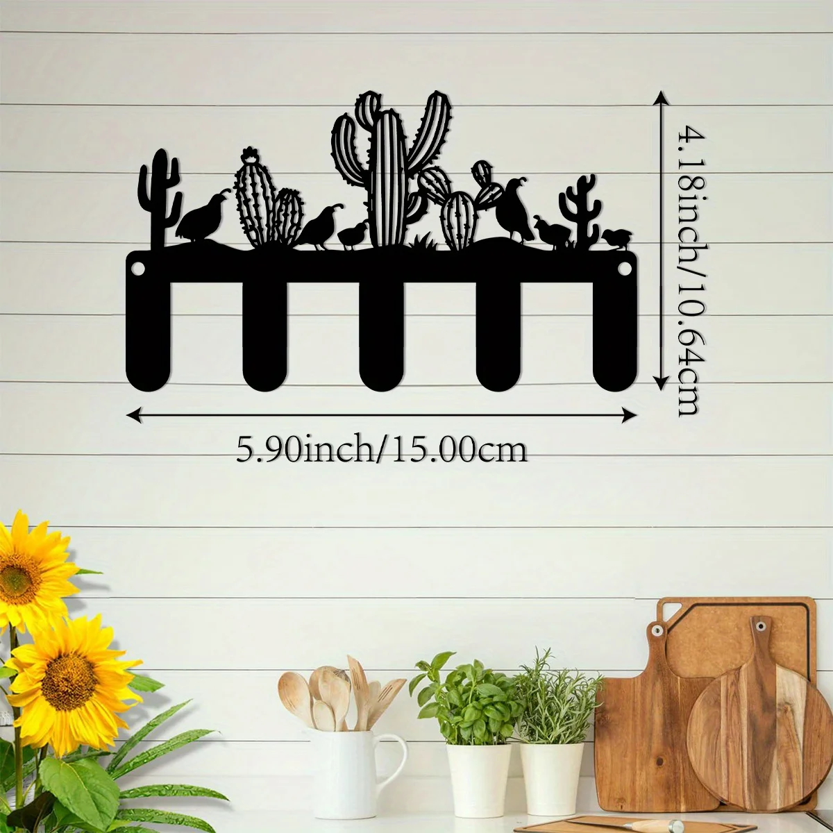 CIFBUY Iron Wall Art Cute Cactus Key Hook Decor Hat Storage Organizer Minimalist Rustic Accent Interior
