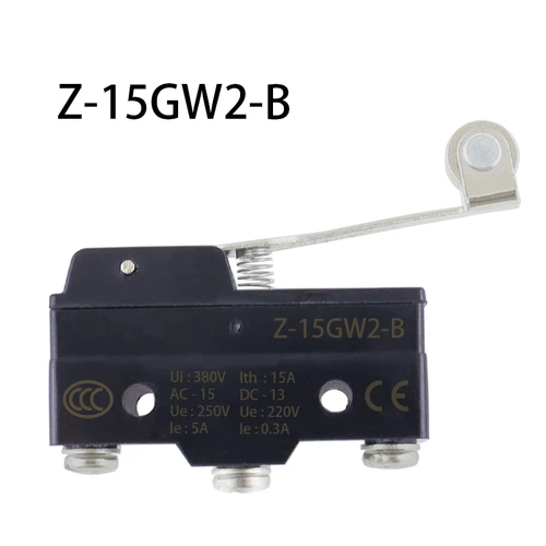 Interruptor de límite de palanca de rodillo paralelo normalmente abierto/cerrado, Z-15GW2-B, 1 ud.