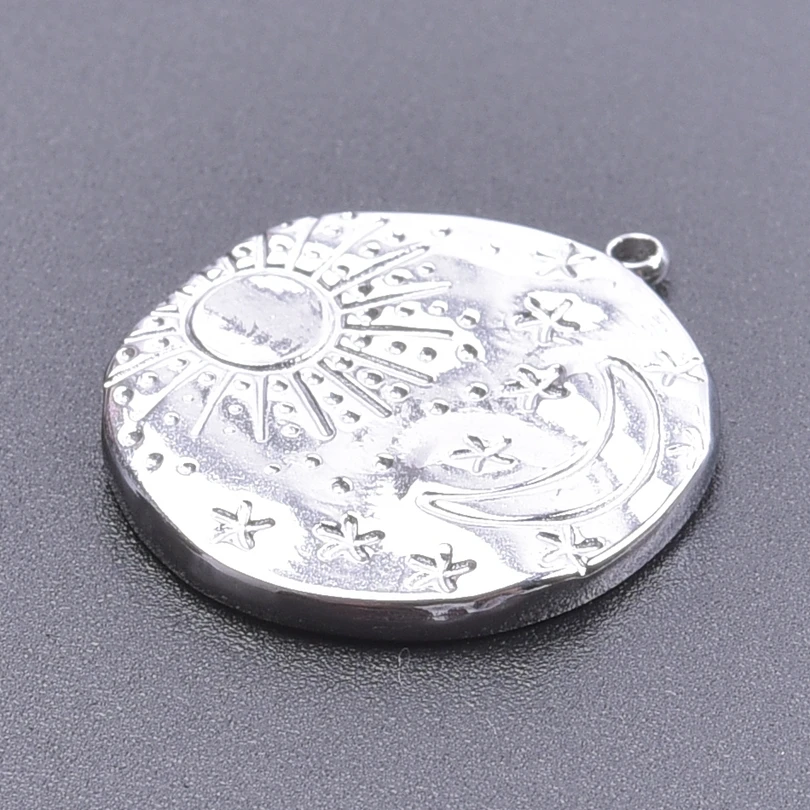 Silver Color Metal Sun Pendants For Jewelry Making Supplies Geometry Stainless Steel Charms Vintage DIY Women Men Accessories
