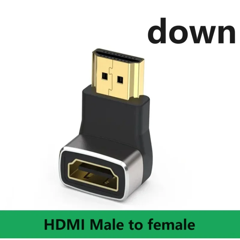 8K60HZ adaptor HDMI 2.1 pria ke wanita, HDTV Mini siku mikro 90 derajat angkat kanan atas bawah Pria Wanita konverter konektor