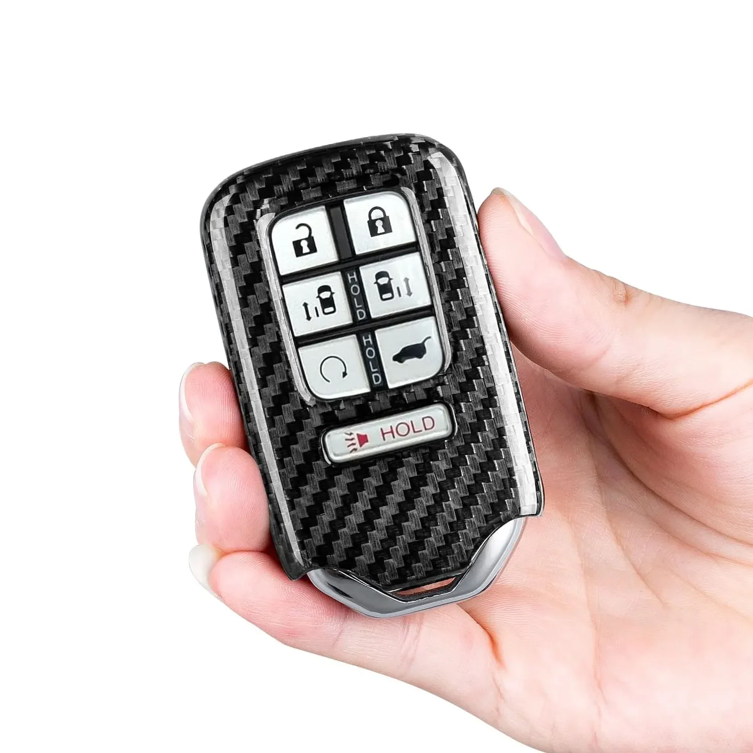 คาร์บอนไฟเบอร์ Key Fob Cover Case Shell Protector สําหรับ Honda Accord Civic CRV Pilot Ridgeline Odyssey Passport อุปกรณ์เสริมสมาร์ท