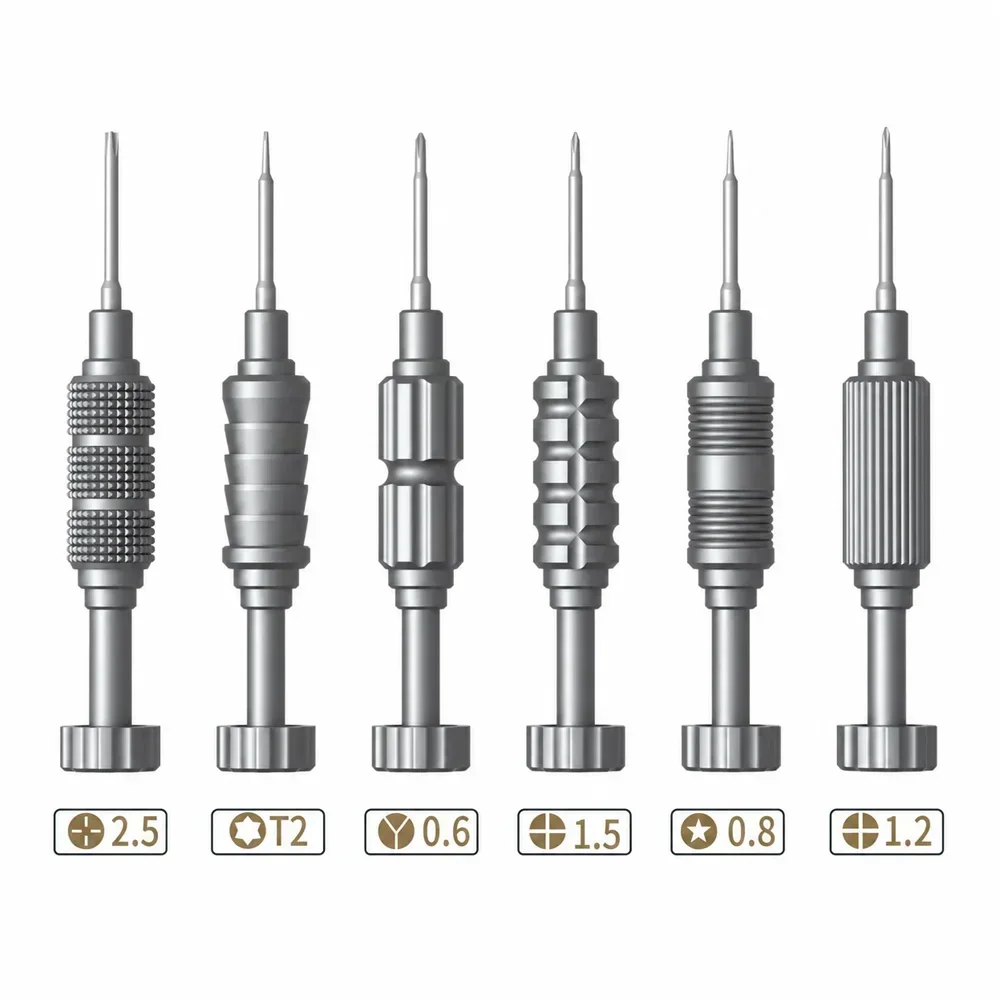 6 In1 Superhard Precision Screwdriver 0.6 0.8 1.2 1.5 T2 2.5 Phone Pad Clocks Watches Teardown Opening Repair Tools Accessories