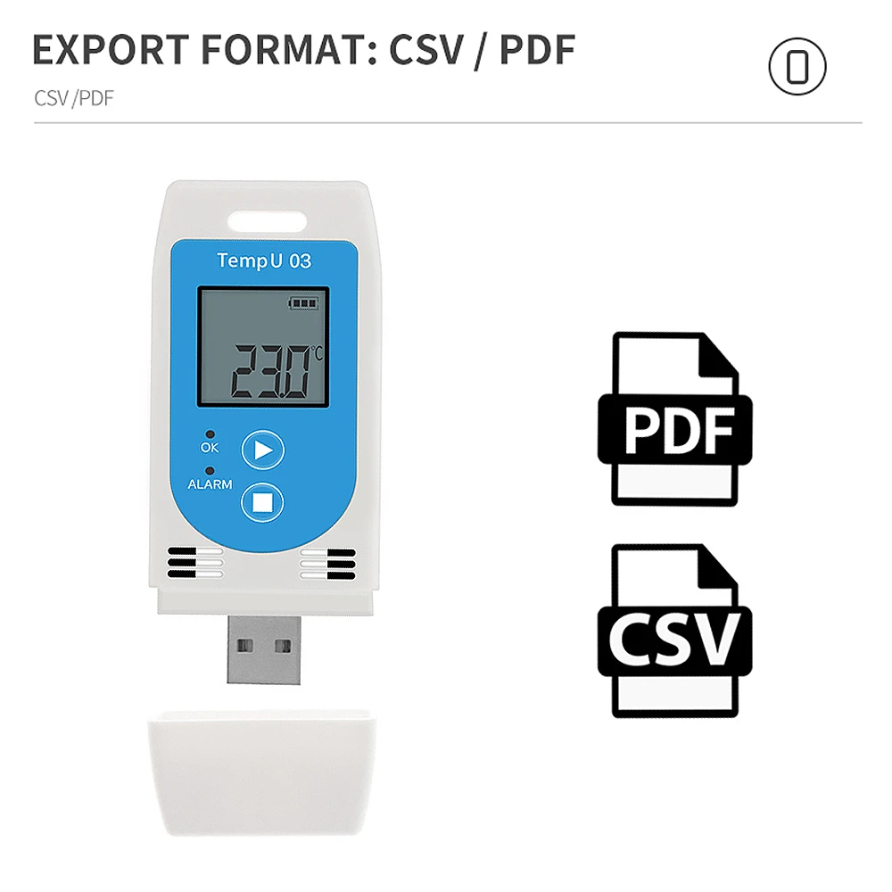 TempU03 /TempU04 USB Temperature Humidity Data Logger with 32000 Points Recording Large Capacity Reusable RH TEMP Detector