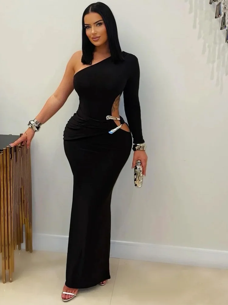 فستان شقيقة ستار موضة مثير خارج الكتف كم واحد سليم صالح بلون ملهى ليلي فستان حفلة عيد ميلاد وتتسابق Vestidos #1