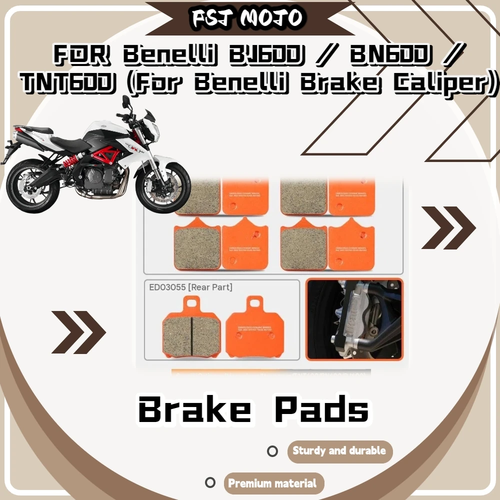 For Benelli TNT600/BJ600/BN600 Benelli Caliper Ceramic Super Alloy Brake Pads Anti Heat Fade Low Vibration Anti-scratch Disc Pad