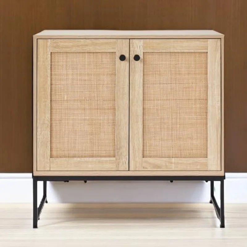 Best Choice Products 2-Door Rattan Storage Cabinet, Accent Furniture, Multifunctional Cupboard for Living Room, Hallway, Kitchen