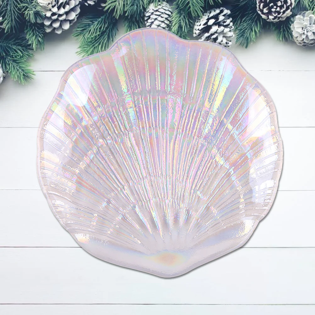 Manicure Nail Shell Palette Colorful Glass Mermaid Design Paint Tray Flat Surface Easy Clean Nail Art Palette for Professional