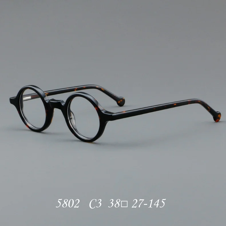 F·DRACON Board-Brillengestell, Retro, rund, Herren-Brillengestell, modisches Federbein, optisch verschreibungspflichtige Herrenbrille 5802 – Detail 5