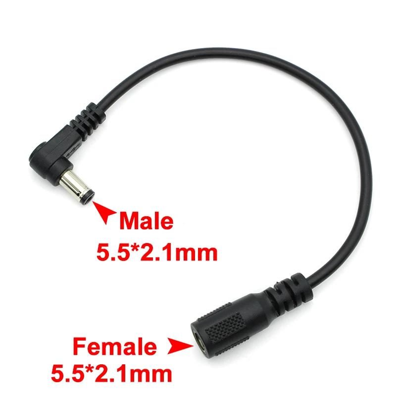 Adapter kabla DC 5,5 x 2,1 mm męski na żeński, kabel ładujący 5,5 * 2,1 mm pod kątem prostym 90 stopni — zdjęcie 4