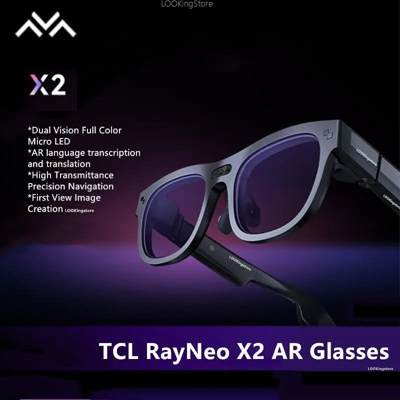 Gafas TCL RayNeo X2 AR a todo color Micro-LED guía de onda óptica gafas AR HD 1080p vista para llamadas mensaje reproducción de música
