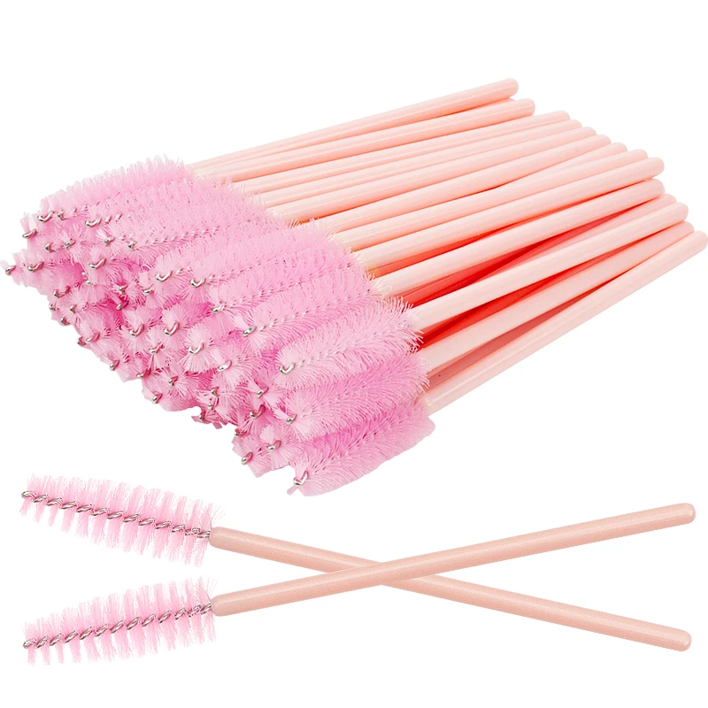 50 Pcs Disposable eyelash brushes Nylon brow brush solid Mascara Wands Applicator eyelash Cosmetic comb women Makeup tools