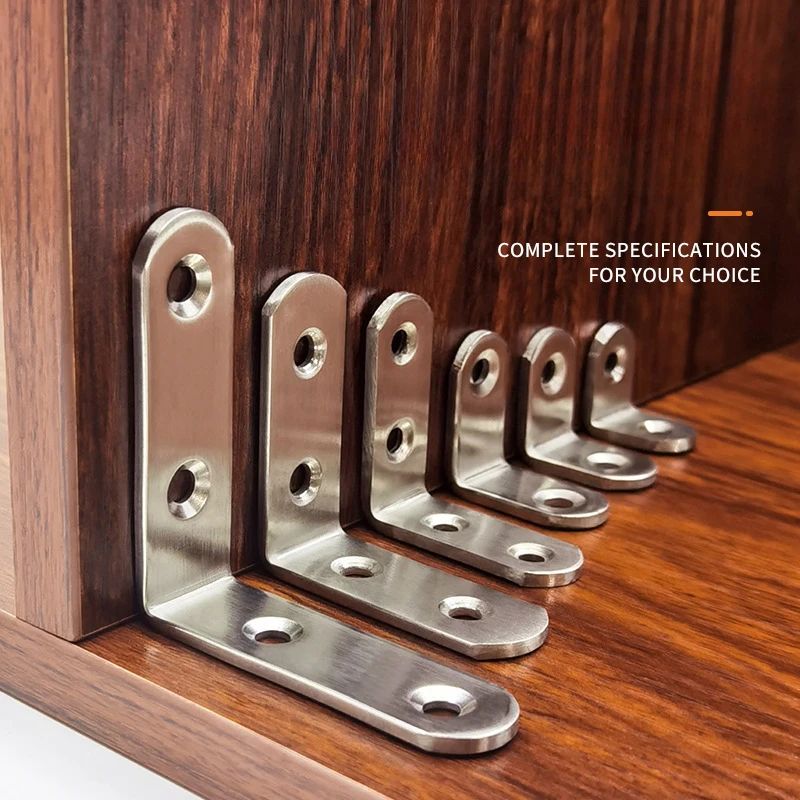 Stainless Steel 90 Degree Angle Bracket Corner Brackets Joint Bracket Fastener Furniture Door Cabinet Screens Wall with Screws