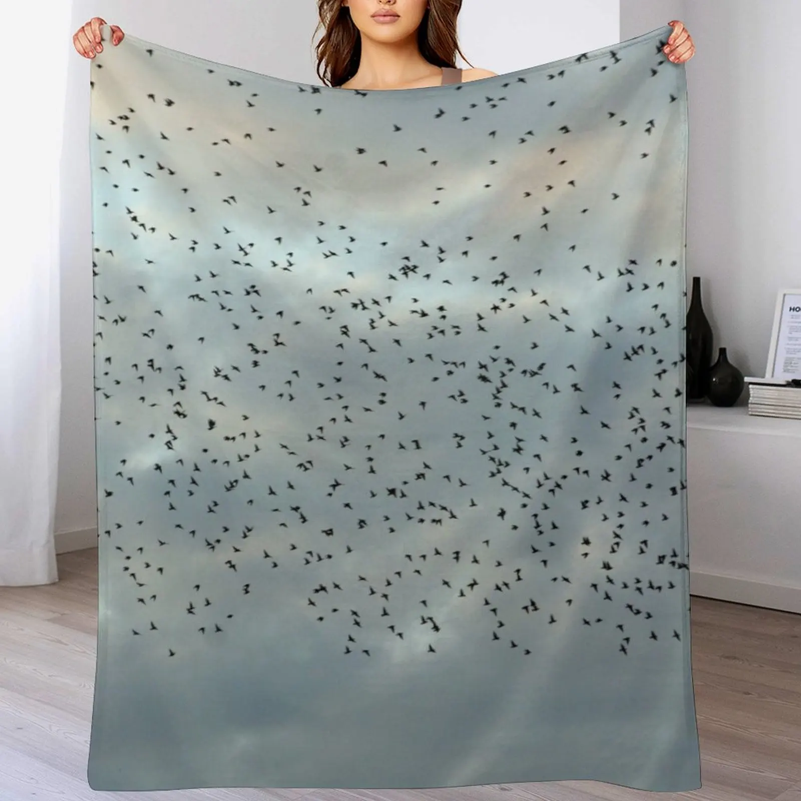 

Murmuration Starlings Flock of birds Throw Blanket heavy to sleep Luxury Blankets